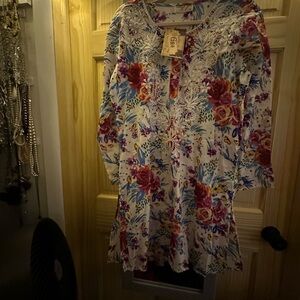 NWT Vintage GOA Chic Boho Floral Tunic Top